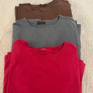 Lot of 3 Nuuds Everyday long sleeve tees - sz XL in Cherry, Olive and Chocolate